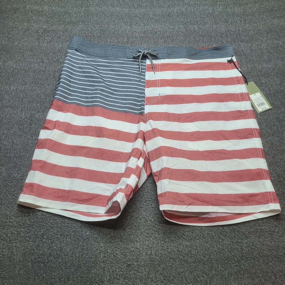 Goodfellow Board Shorts Mens 38 Red White Blue NEW American Flag Striped Swim